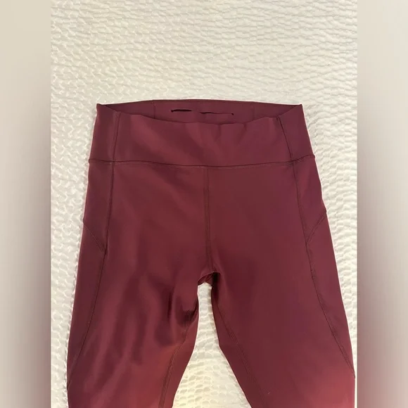 Lululemon In Movement Burgundy Crop Everlux Redwood Leggings 10 - Picture 8 of 9